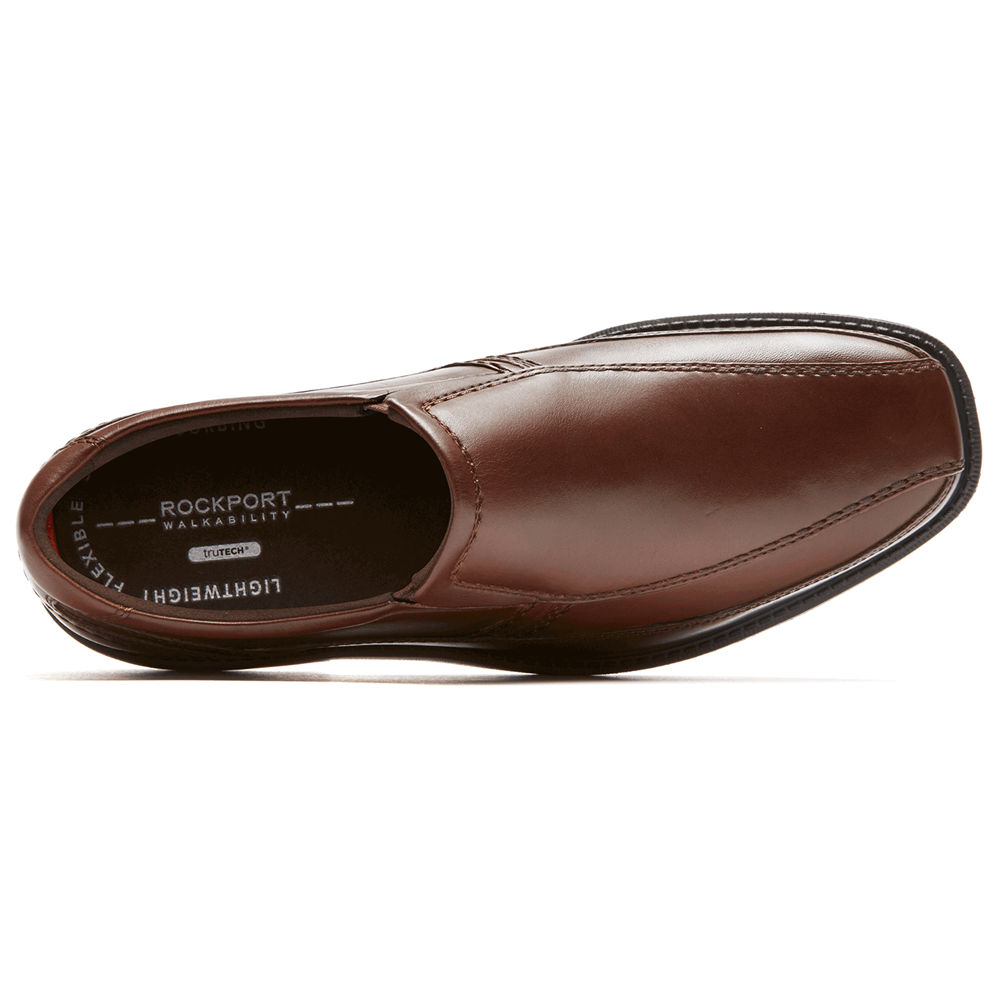 Rockport Mens Slip-On Brown - Style Leader 2 Bike Toe - UK 501-RUCLYH